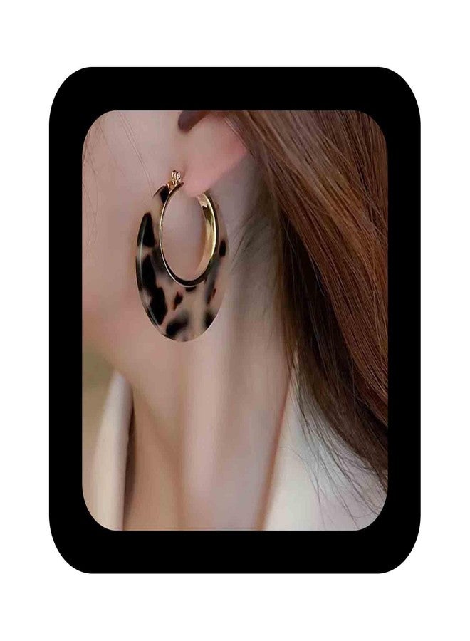 IRCOMULTI Vintage Leopard Print Hoop Earrings Tortoise Shell Hoop Earrings Tortoise Resin Earrings Leopard Print Acrylic Earrings Large Acrylic Hoop Earrings Jewelry for Women - Image 1